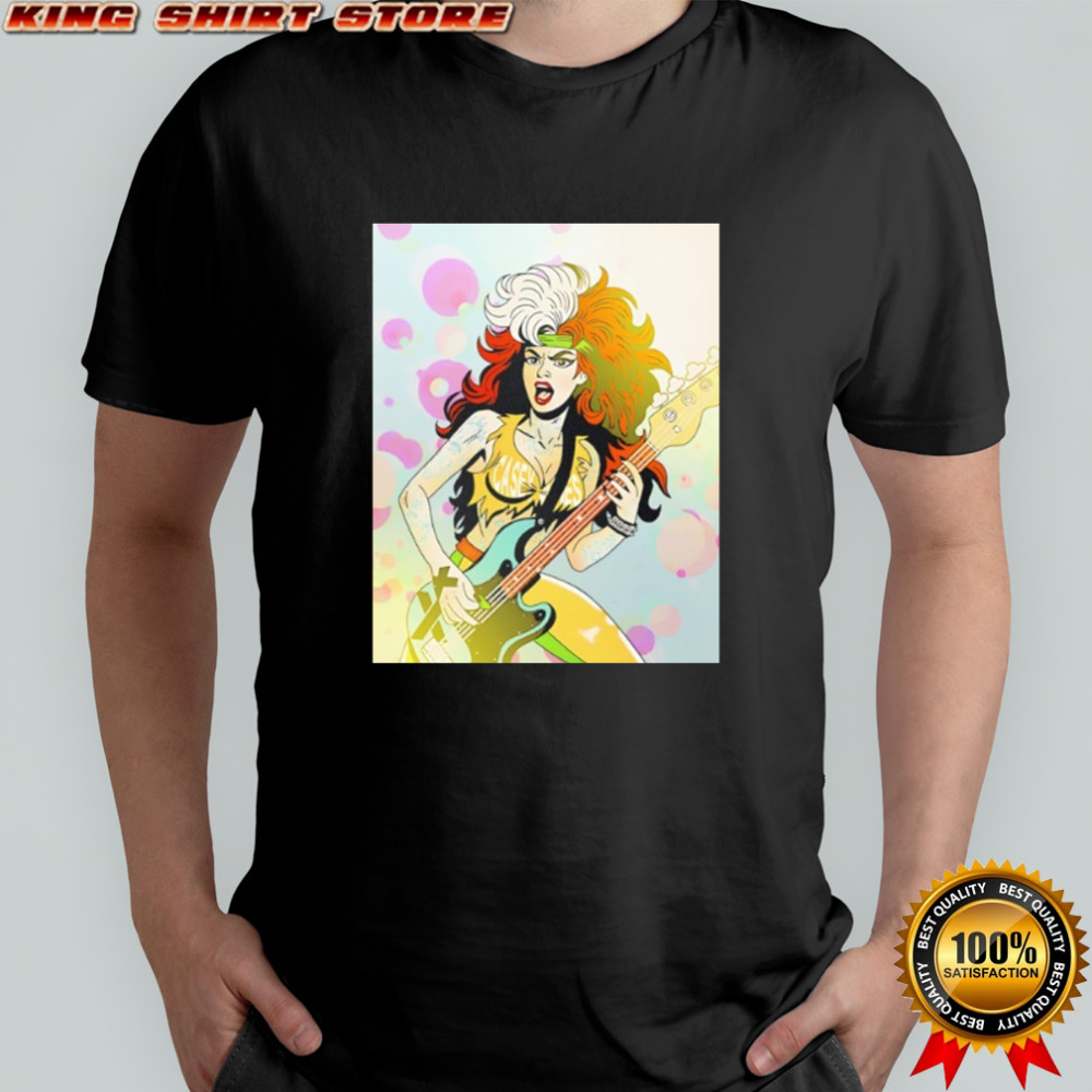 Punk bass player inspired by Rogue from the X men shirt