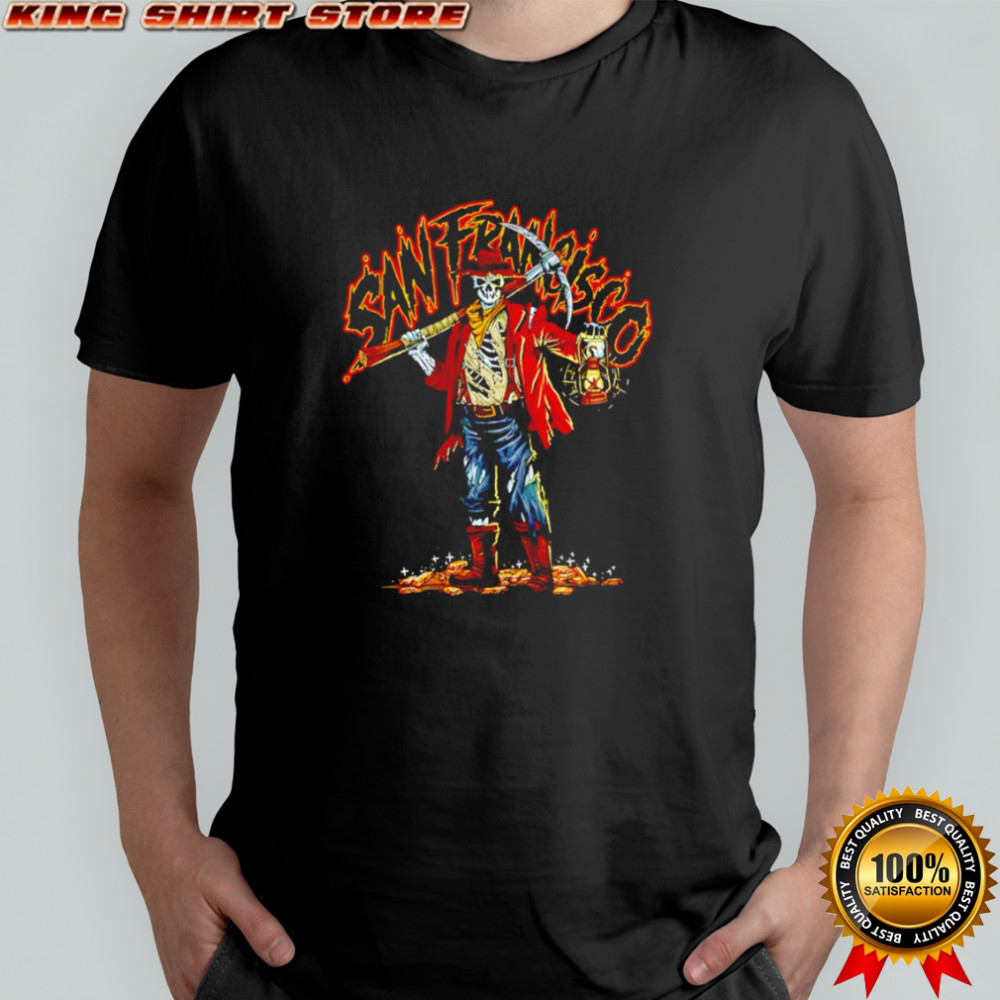 San Francisco 49ers Gold Miner Skeleton with Pickaxe shirt