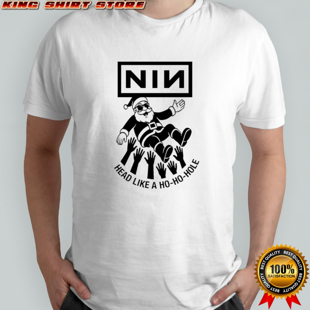 Santa NIN head like a ho-ho-hole shirt