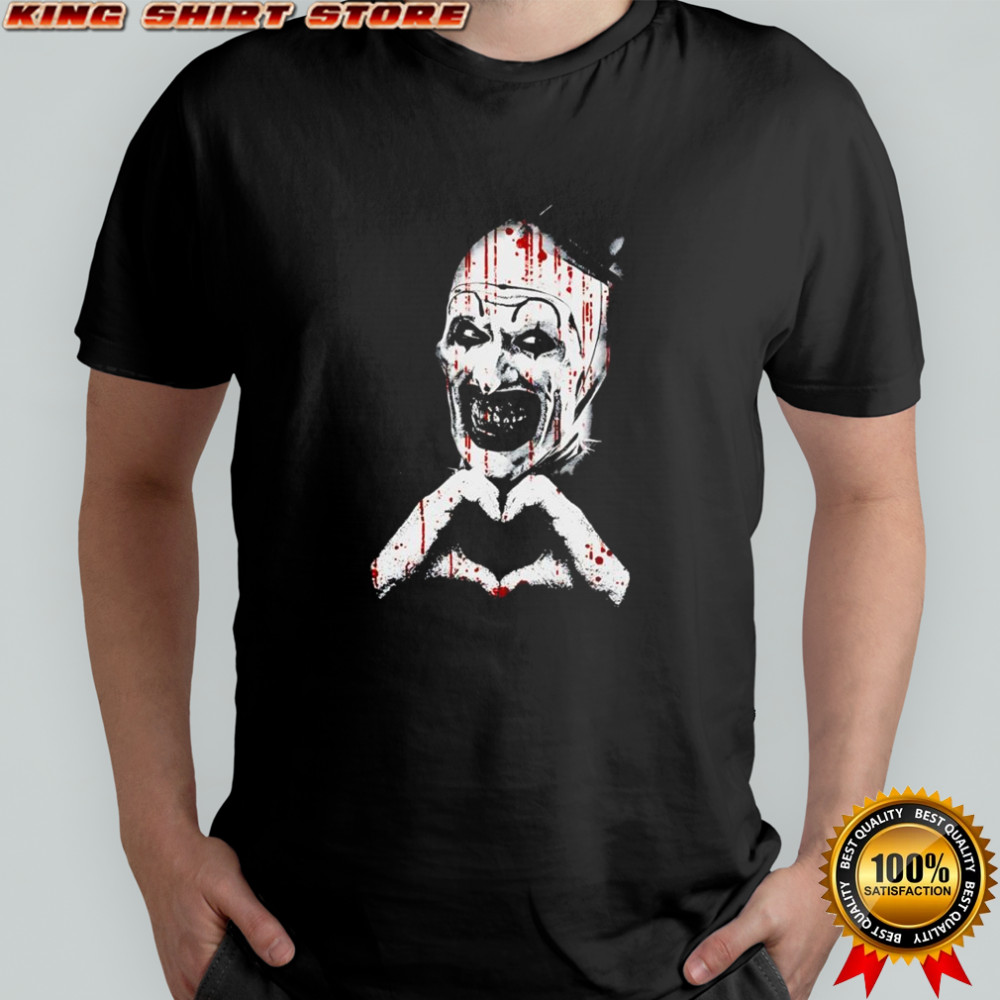 Scary horror clown creepy heart hands shirt