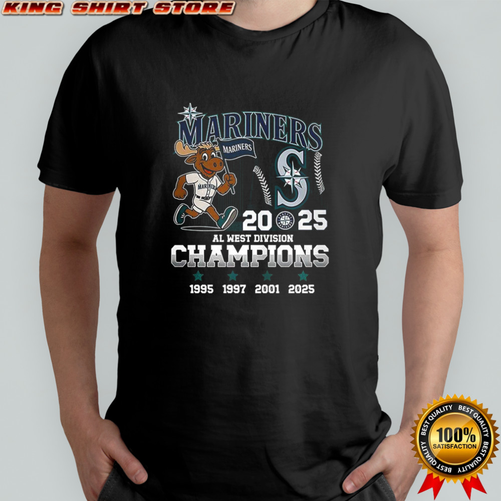 Seattle Mariners AL West Division Champions 2025 mascot skyline shirt