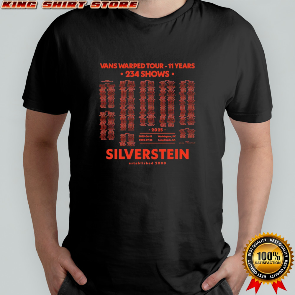 Silverstein Vans Tour 11 Years 234 Shows Warped II Years 2025 T-shirt