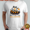Skeleton summer beach just waiting for Happy Halloween 2025 shirt