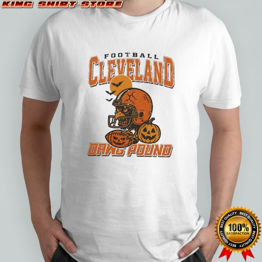 Skull crow pumpkin football Cleveland Dawg Pound shirt