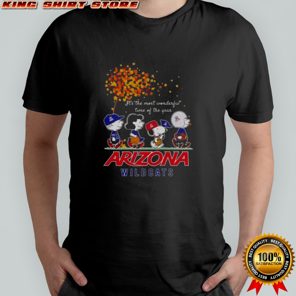 Snoopy And Friends X Arizona Wildcats Sports Team It’s The Most Wonderful Time Of The Year Autumn T-Shirt