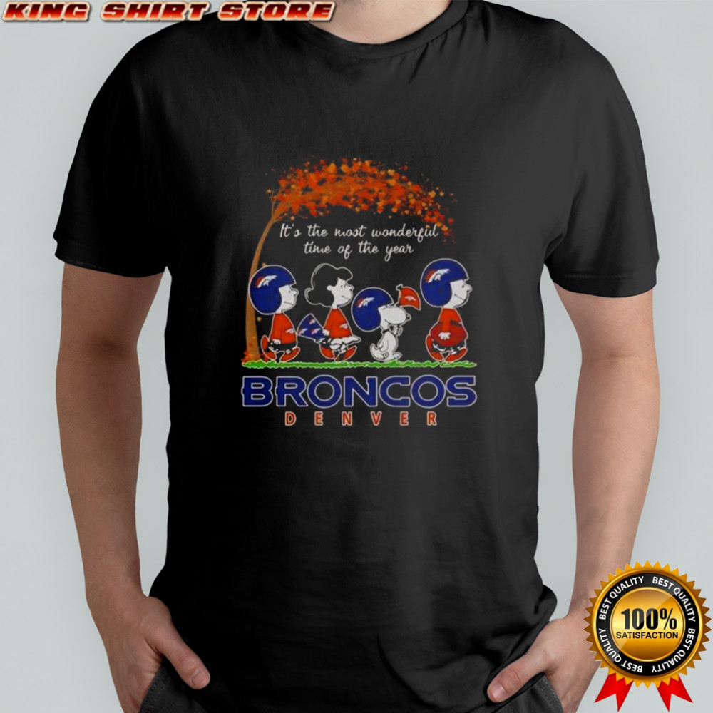 Snoopy And Friends X Broncos Denver Sports Team It’s The Most Wonderful Time Of The Year Autumn T-Shirt