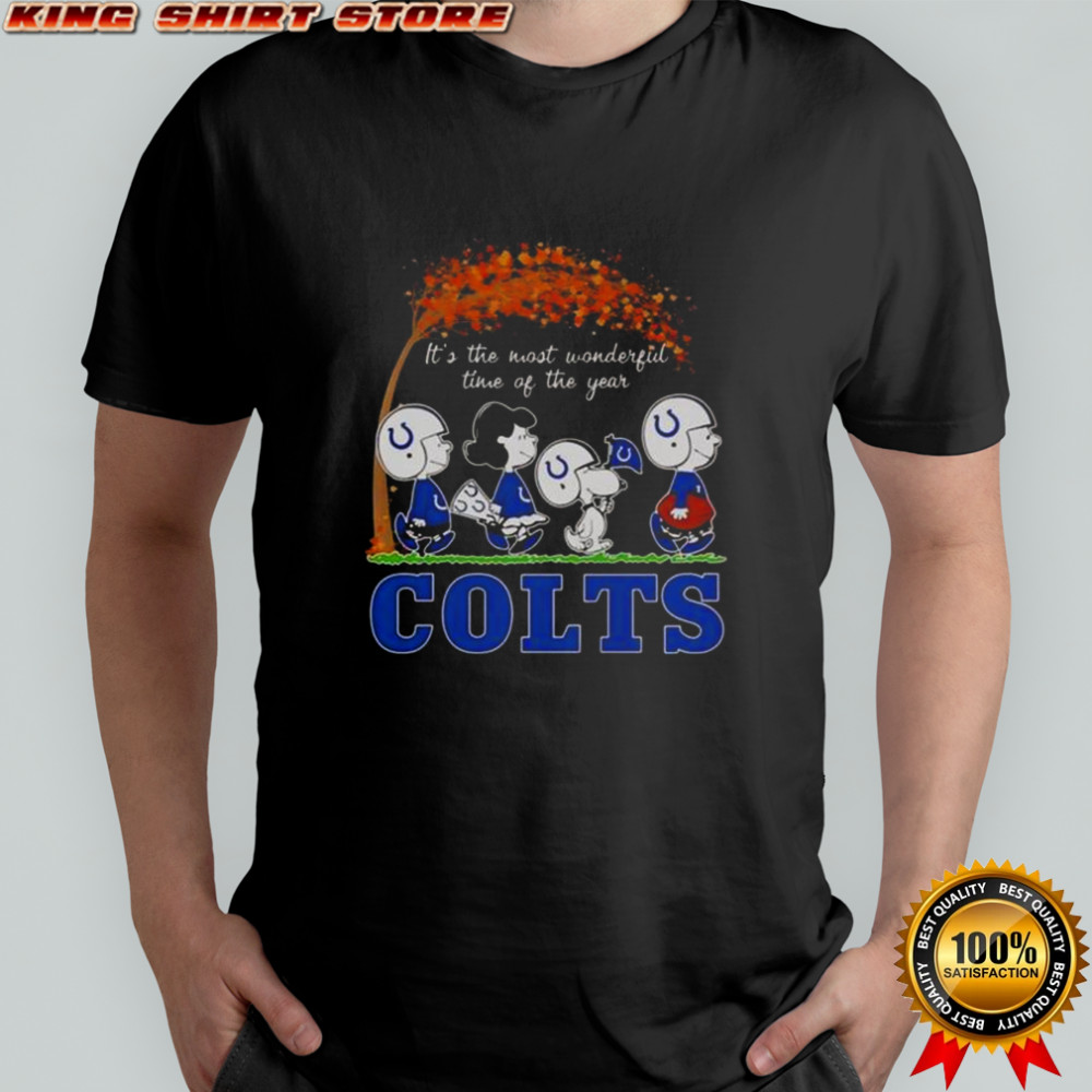 Snoopy And Friends X Indianapolis Colts Sports Team It’s The Most Wonderful Time Of The Year Autumn T-Shirt