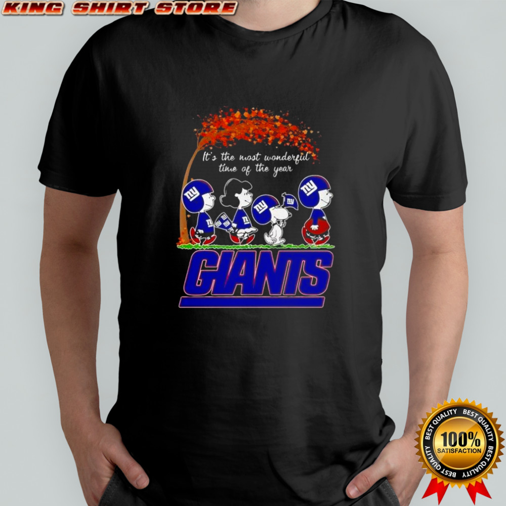 Snoopy And Friends X New York Giants Sports Team It’s The Most Wonderful Time Of The Year Autumn T-Shirt