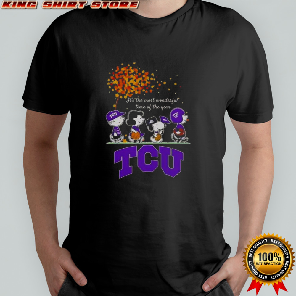 Snoopy And Friends X Tcu Horned Frogs Sports Team It’s The Most Wonderful Time Of The Year Autumn T-Shirt