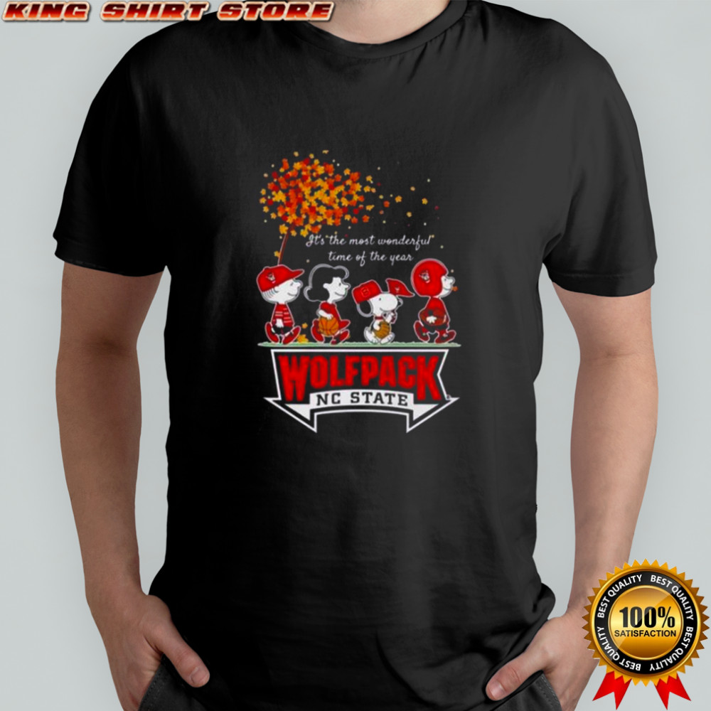 Snoopy And Friends X Wolfpack NC State Sports Team It’s The Most Wonderful Time Of The Year Autumn T-Shirt