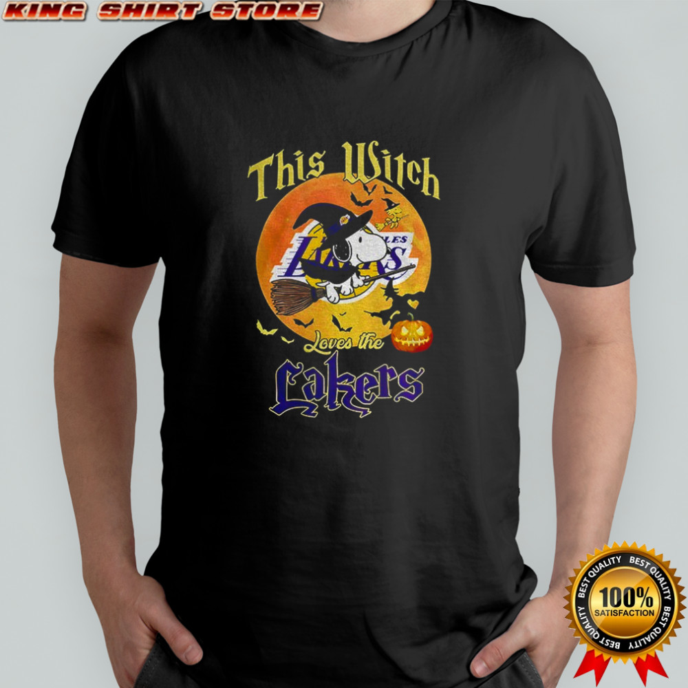 Snoopy and Woodstock witches this witch loves the Los Angeles Lakers Halloween shirt