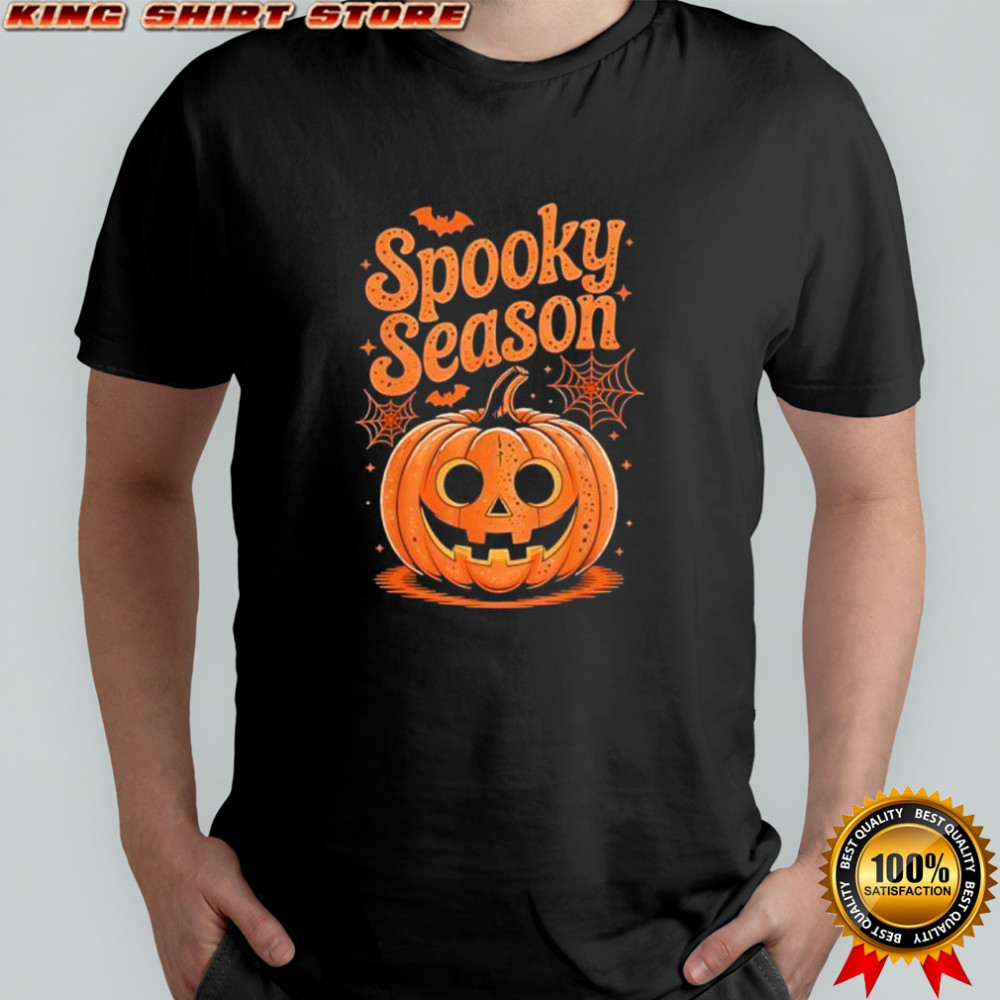 Spooky Season Funny Pumpkin Halloween Bats Spiderweb shirt
