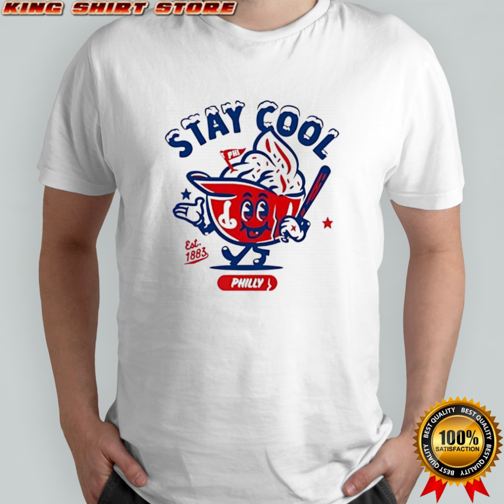 Stay Cool Philly Baseball Mascot Est. 1883 With Bat And Flag shirt
