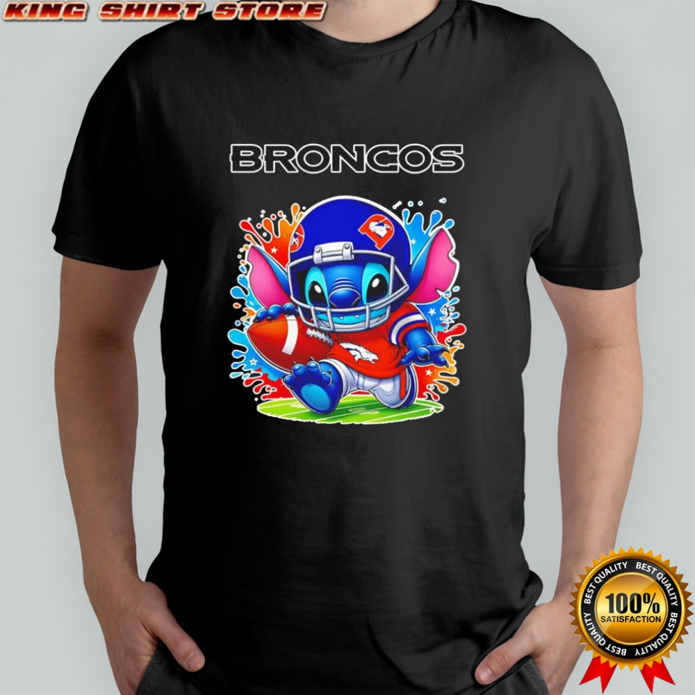 Stitch X Denver Broncos football colorful graphic shirt