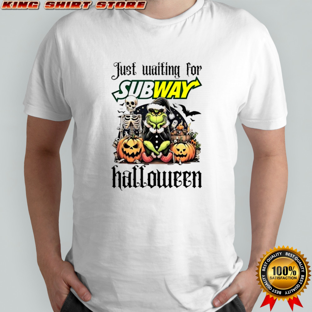 Subway Grinch just waiting for Halloween goth graphic shirt