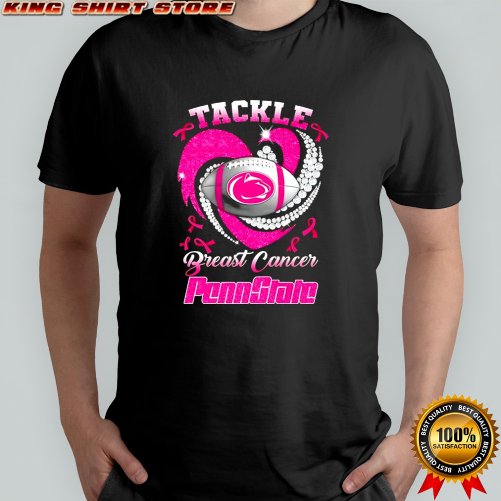 Tackle breast cancer Penn State Nittany Lions football heart pink ribbon shirt