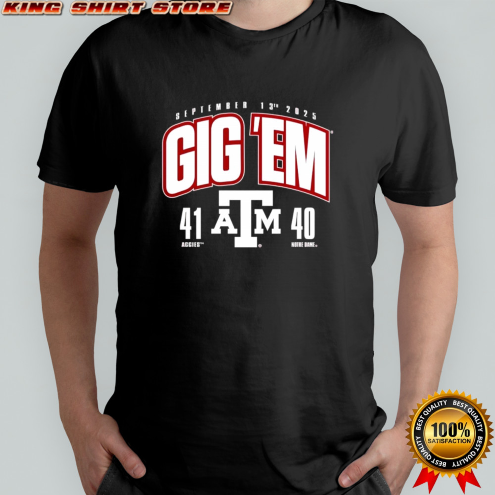 Texas A&M Aggies vs. Notre Dame Fighting Irish 2025 Score shirt