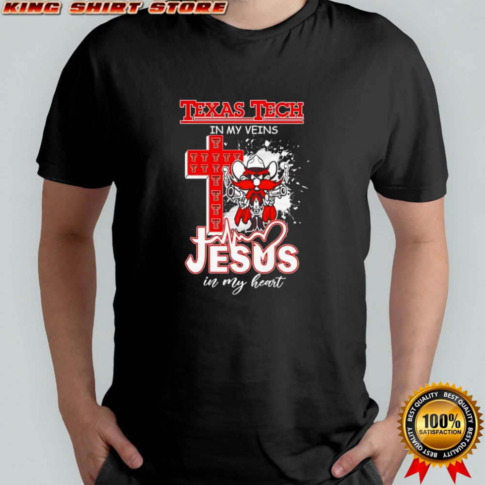 Texas Tech Red Raiders in my veins and Jesus in my heart Christian football lover mascot shirt Texas Tech Red Raiders in my veins and Jesus in my heart Christian football lover mascot shirt