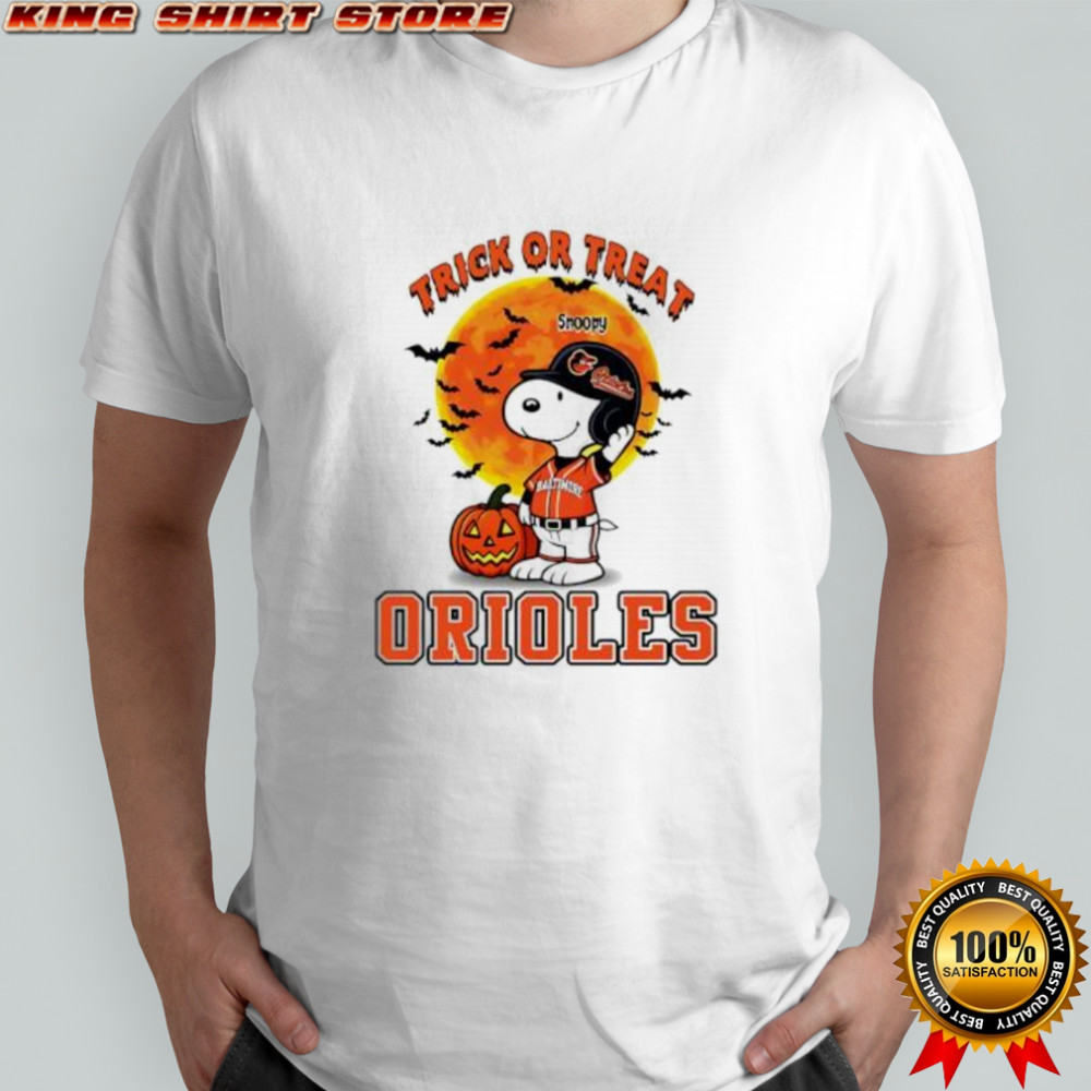 Trick or Treat Baltimore Orioles Snoopy Halloween shirt