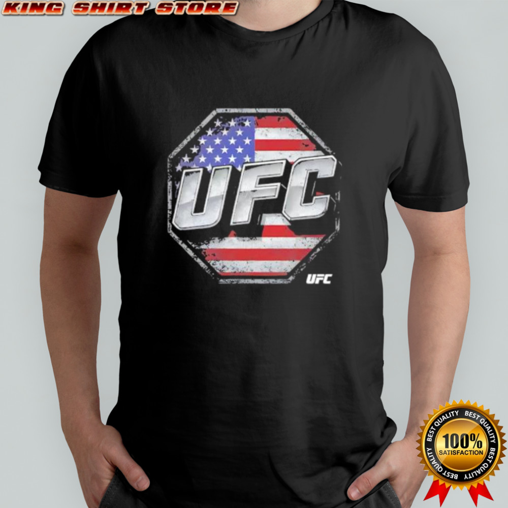 UFC octagon logo USA flag background shirt