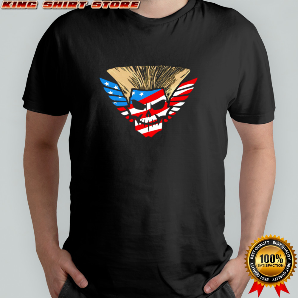 Usa camo skull American flag wings and mohawk shirt