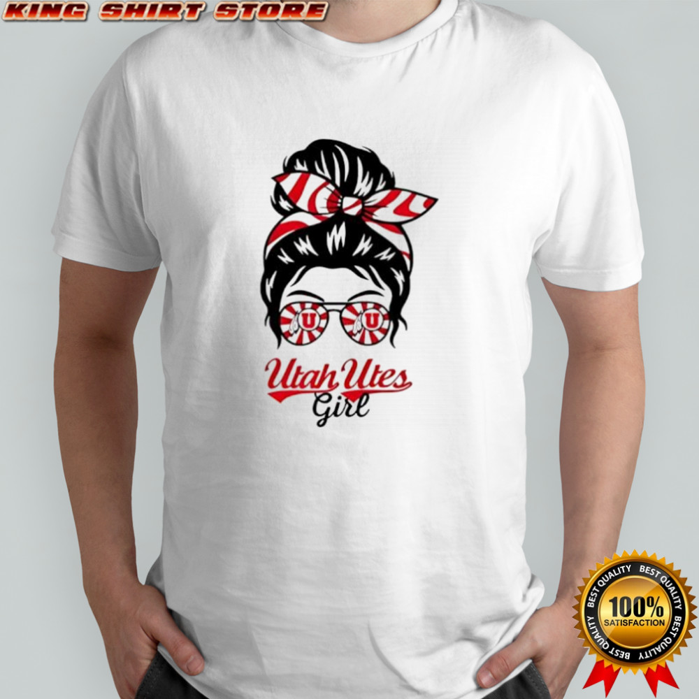 Utah Utes girl messy bun glasses shirt