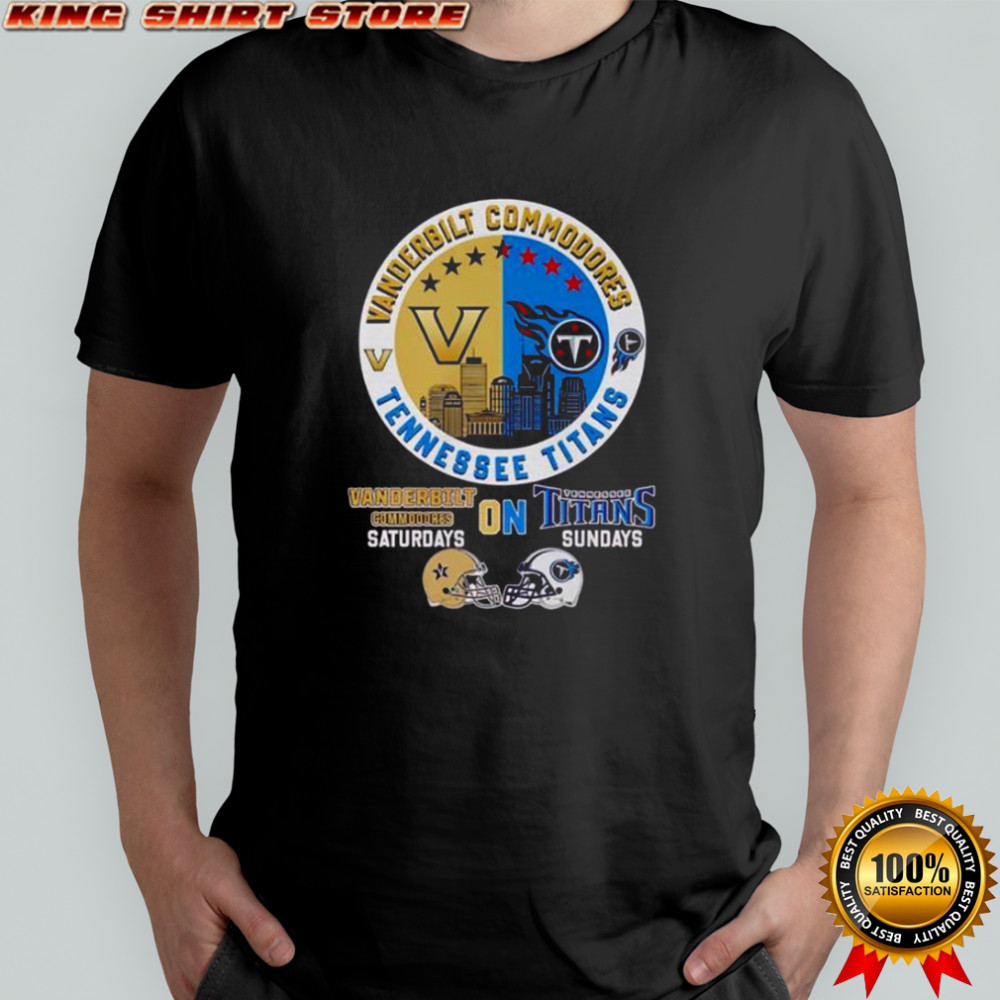 Vanderbilt Commodores On Saturdays Tennessee Titans On Sundays Skyline T-Shirt