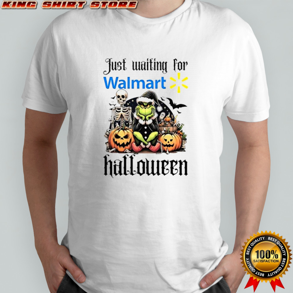 Walmart Grinch just waiting for Halloween goth graphic shirt Walmart Grinch just waiting for Halloween goth graphic shirt