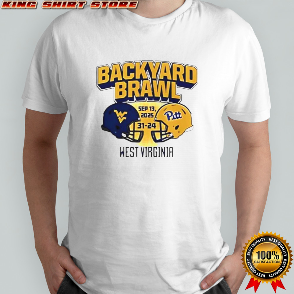 West Virginia Mountaineers Beat Pittsburgh Panthers 31-24 Backyard Brawl T-Shirt