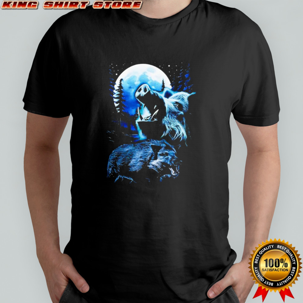Wild boar howling at the moon shirt
