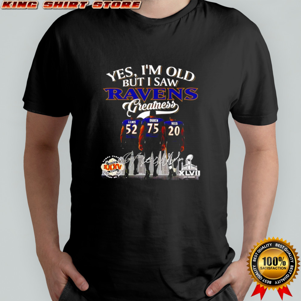 Yes i’m old but i saw Baltimore Ravens Ray Lewis Jonathan Ogden Ed Reed signatures Greatness shirt