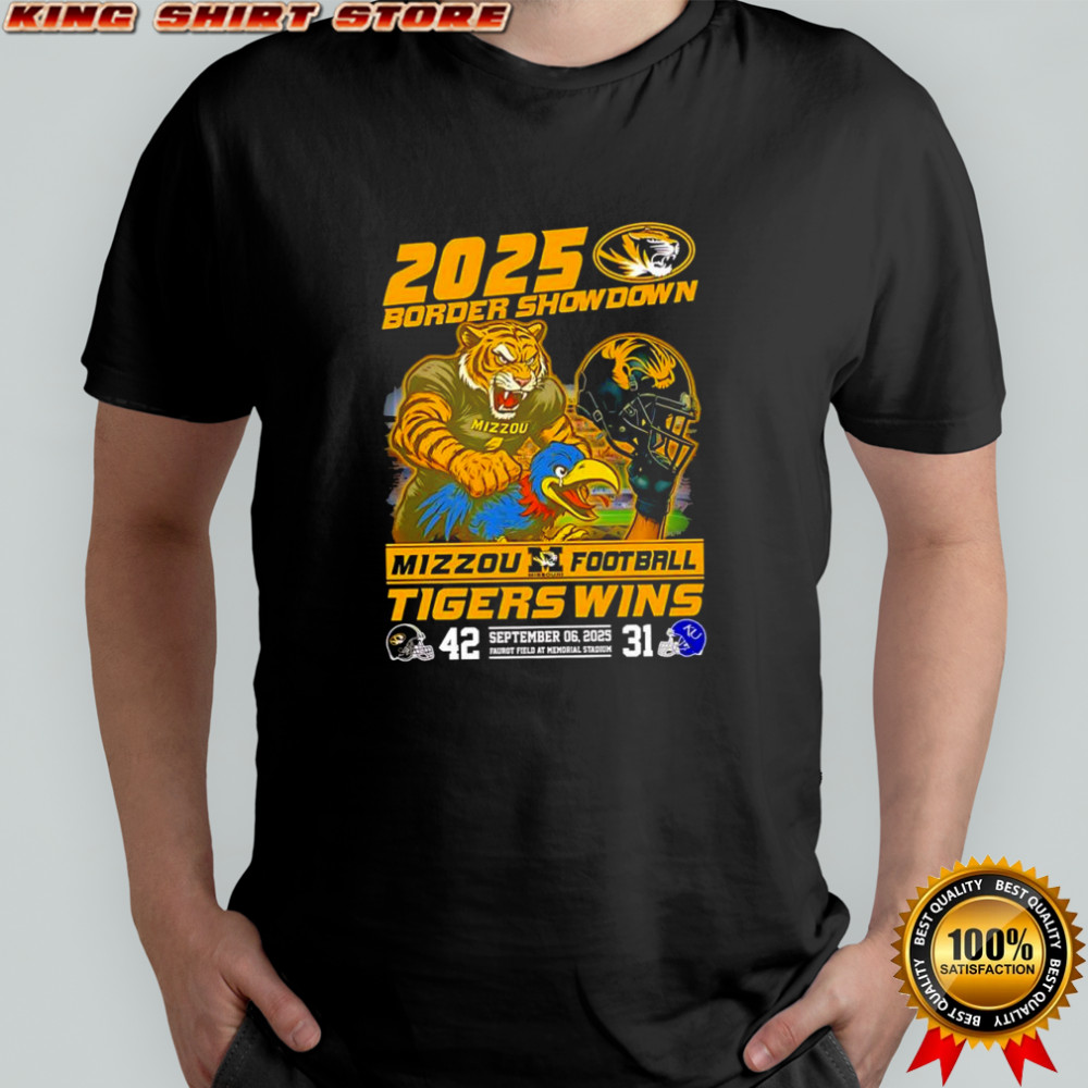 2025 Border Showdown Missouri Tigers vs Kansas Jayhawks 42-31 Faurot Field Memorial Stadium shirt