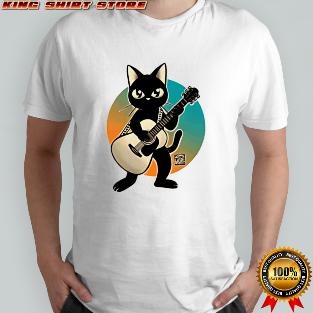 Acoustic guitar Black Cat T-shirt