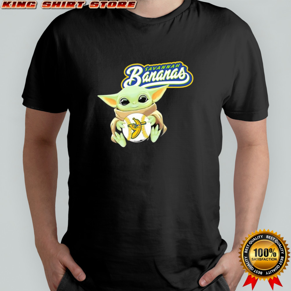 Baby Yoda with Savannah Bananas baseball team shirt