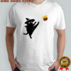 Black Cat Witch Kicking Pumpkin Funny Halloween funny shirt
