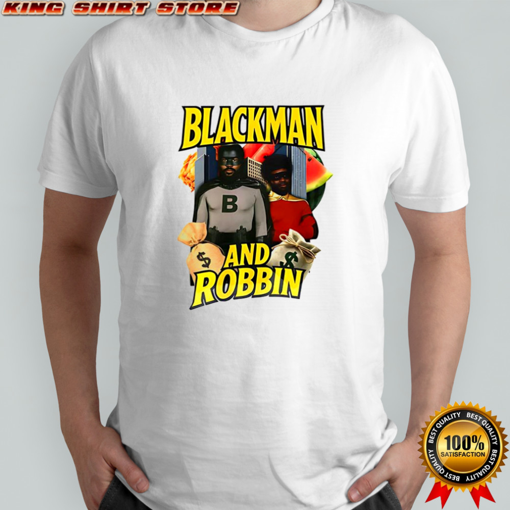 Blackman and Robbin Batman superhero parody shirt