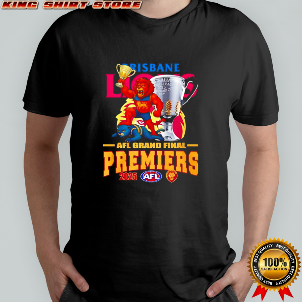 Brisbane Lions AFL Grand Final Premiers 2025 mascot with Cup shirt