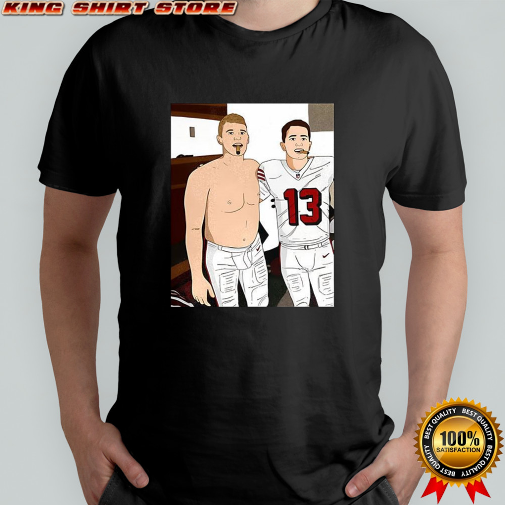 Brock Purdy and Mac Jones San Francisco 49ers football player graphic shirt