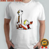 Calvin and Hobbes holding a baseball glove shirt