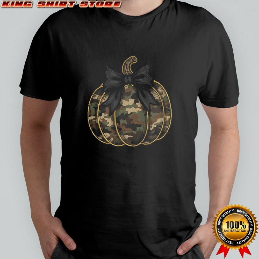 Camo Pumpkin Glitter Coquette Fall Pumpkin Thanksgiving shirt