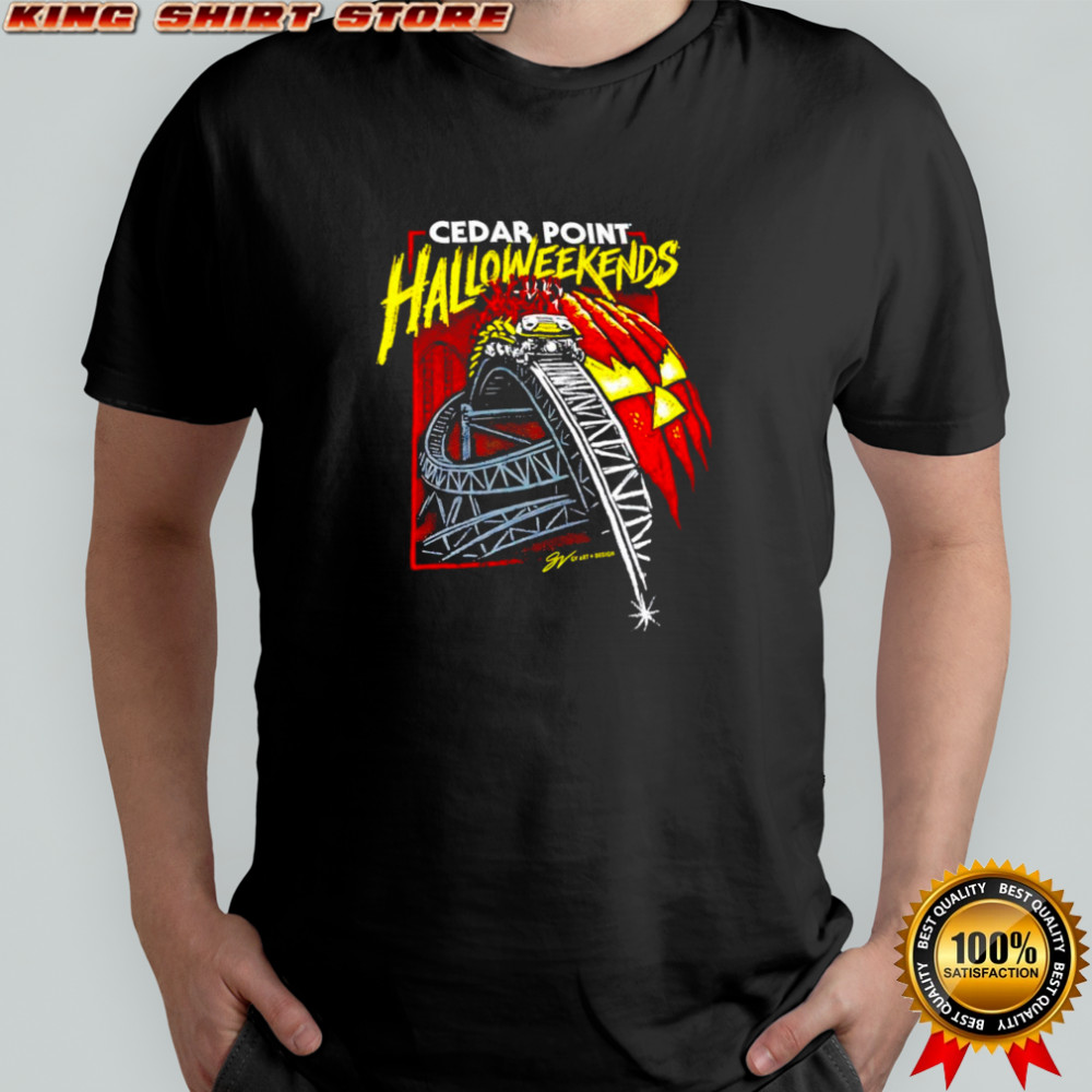 Cedar Point Halloweekends Johnathon coaster track shirt