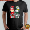 Charlie Brown and Snoopy wearing Wisconsin Badgers and Green Bay Packers logo shirt