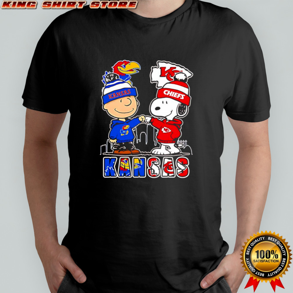 Charlie Brown and Snoopy x Kansas Jayhawks and Kansas City Chiefs shirt