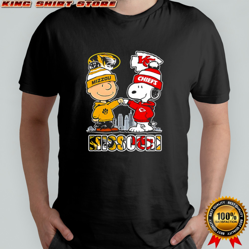 Charlie Brown and Snoopy x Missouri Tigers and Kansas City Chiefs shirt