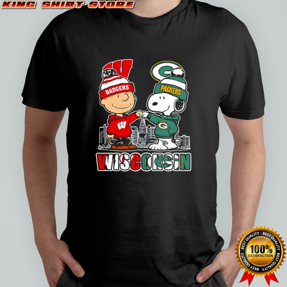 Charlie Brown and Snoopy x Wisconsin Badgers and Green Bay Packers shirt