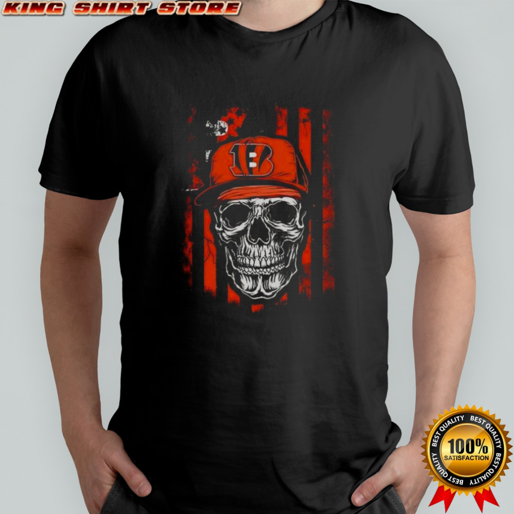 Cincinatti Bengals NFL Skull American Flag Football Lover T-Shirt