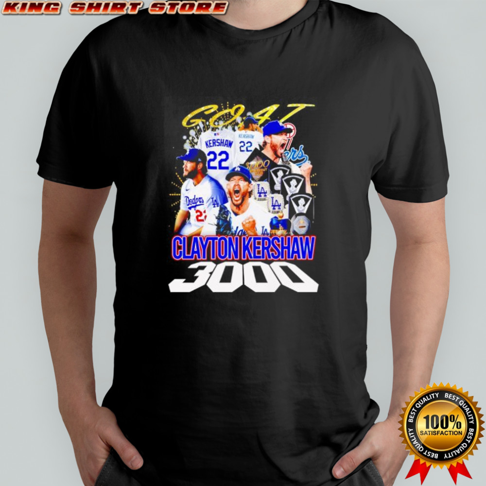 Clayton Kershaw Los Angeles Dodgers Goat 3000 signature poster shirt