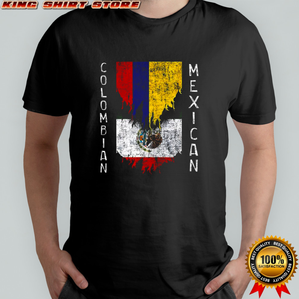 Colombian Mexican Flags Ripped Torn Colombia Mexico shirt