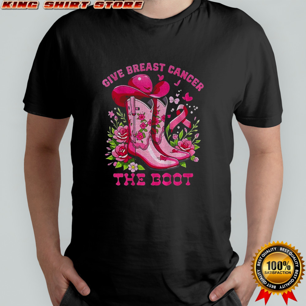 Cowboy boot give breast cancer the boot vintage shirt