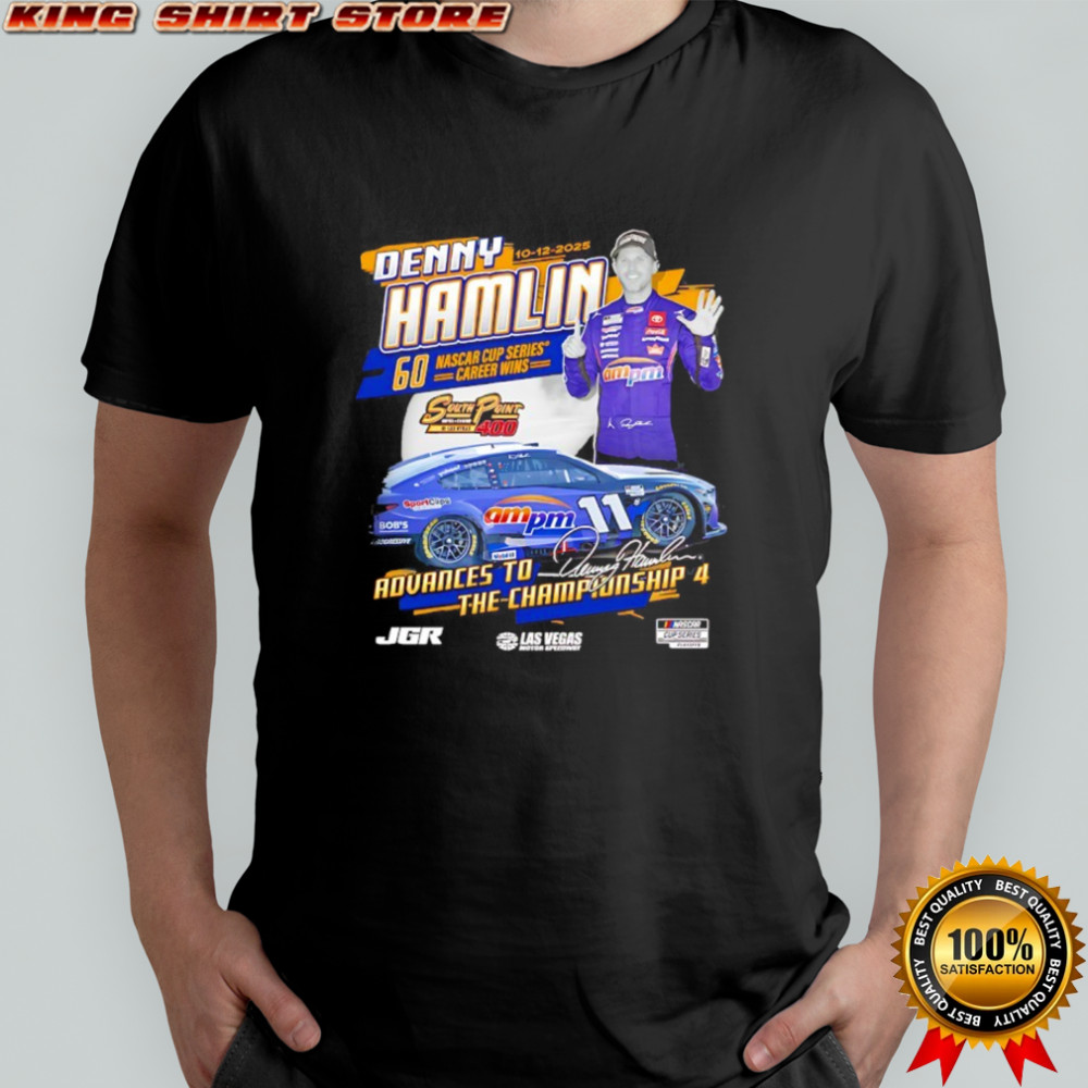 Denny Hamlin Checkered Flag Sports 2025 South Point 400 Race Winner shirt